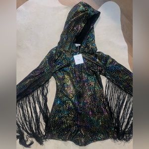 Adika: Cool fringe rave bodysuit from